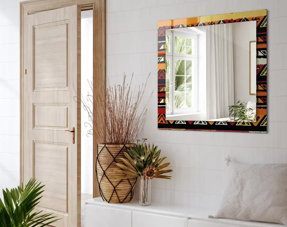 Obdĺžnikové ozdobné zrkadlo Farebný etnický vzor