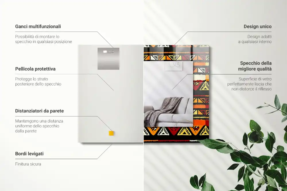 Obdĺžnikové ozdobné zrkadlo Farebný etnický vzor