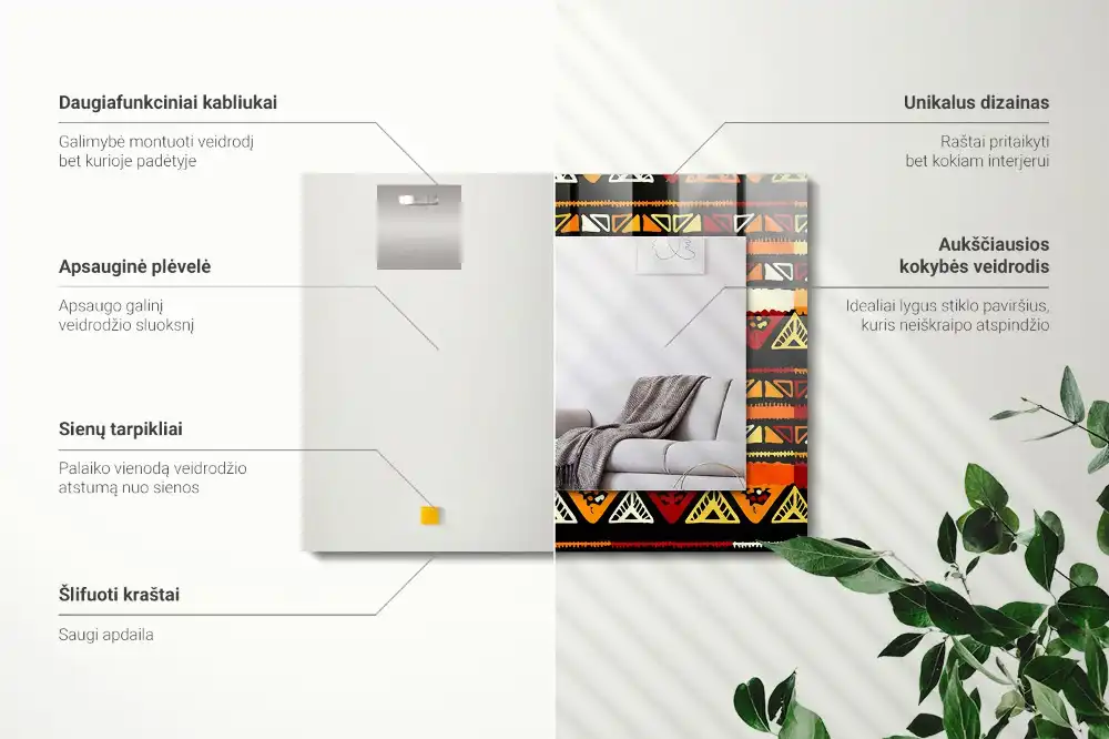 Obdĺžnikové ozdobné zrkadlo Farebný etnický vzor