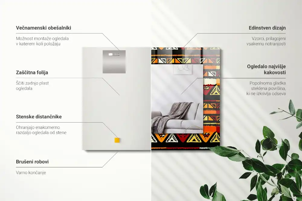 Obdĺžnikové ozdobné zrkadlo Farebný etnický vzor