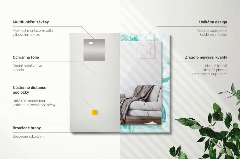 Obdĺžnikové dekoračné zrkadlo Abstraktný mramorový vzor