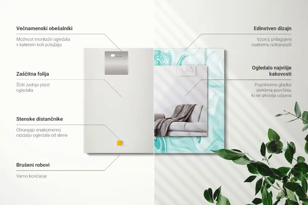 Obdĺžnikové dekoračné zrkadlo Abstraktný mramorový vzor