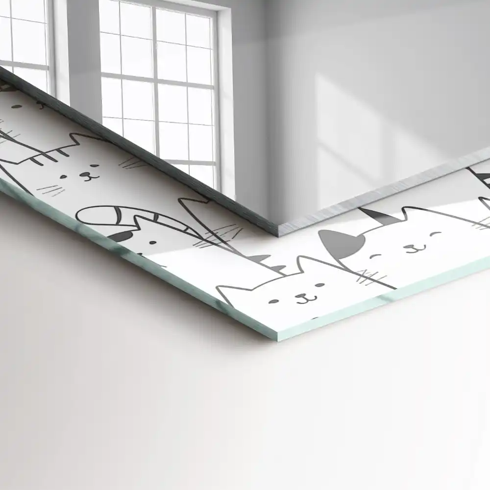 Obdĺžnikové zrkadlo s motívom šťastné mačky