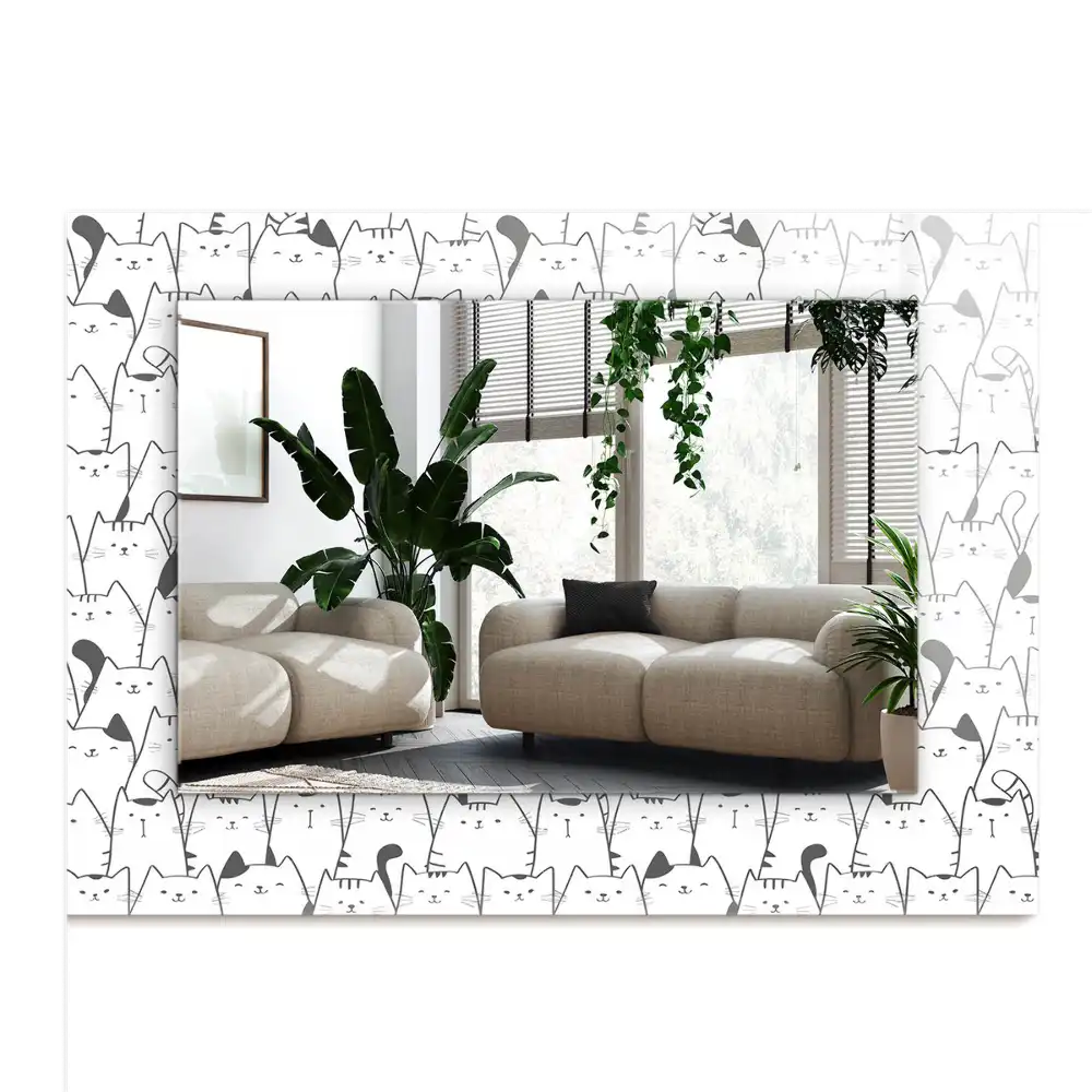 Obdĺžnikové zrkadlo s motívom šťastné mačky