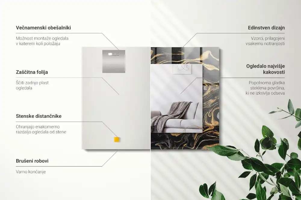 Obdĺžnikové dekoračné zrkadlo Abstraktný mramorový vzor