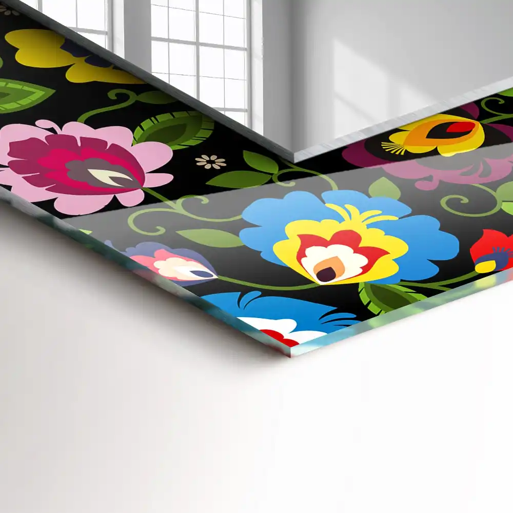 Obdĺžnikové zrkadlo s motívom Farebné ľudové vzory