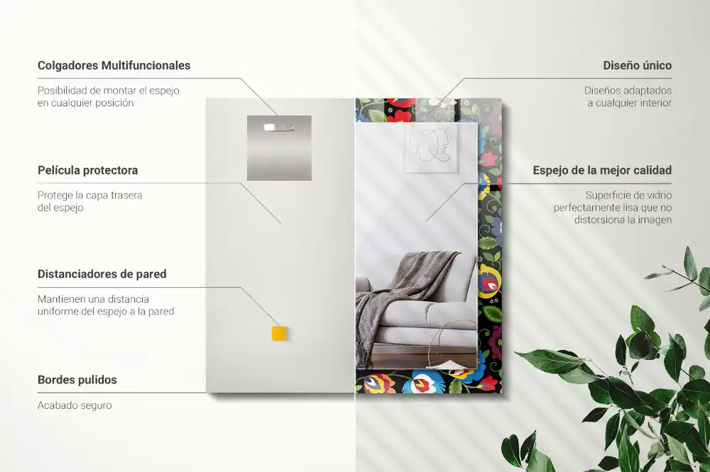 Obdĺžnikové zrkadlo s motívom Farebné ľudové vzory