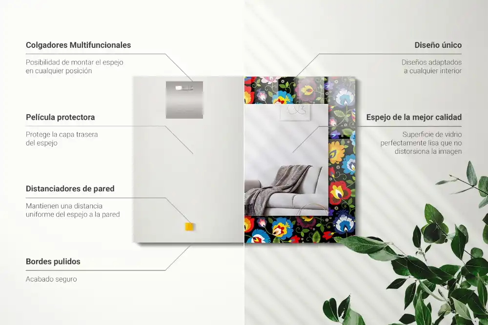 Obdĺžnikové zrkadlo s motívom Farebné ľudové vzory