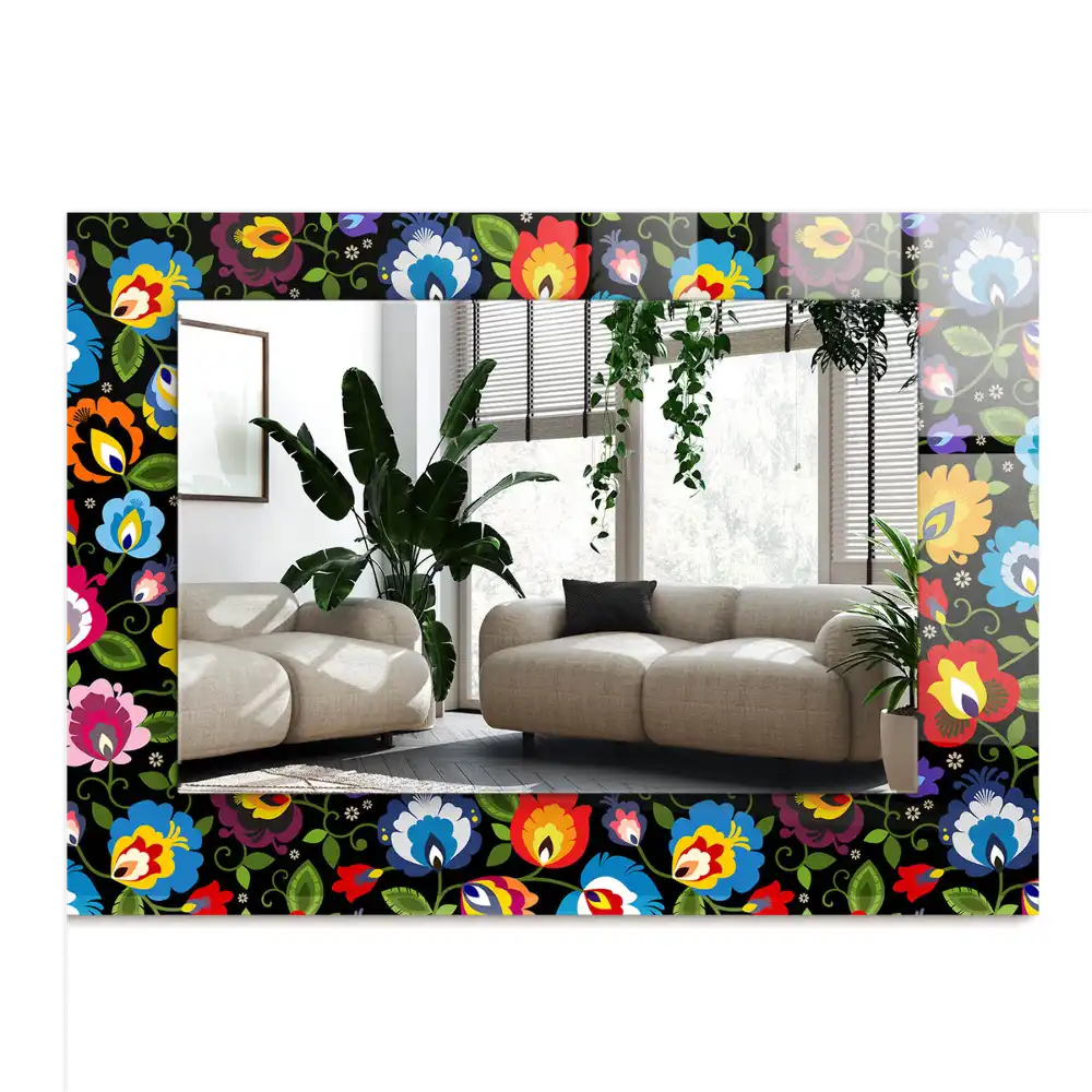 Obdĺžnikové zrkadlo s motívom Farebné ľudové vzory