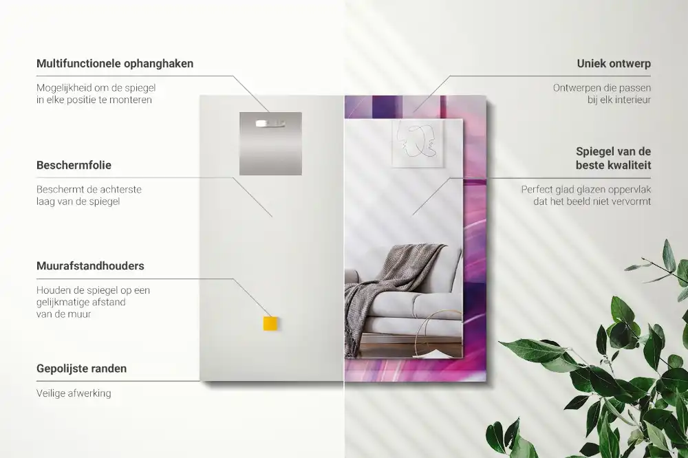 Obdĺžnikové ozdobné zrkadlo Abstraktné farebné vlny