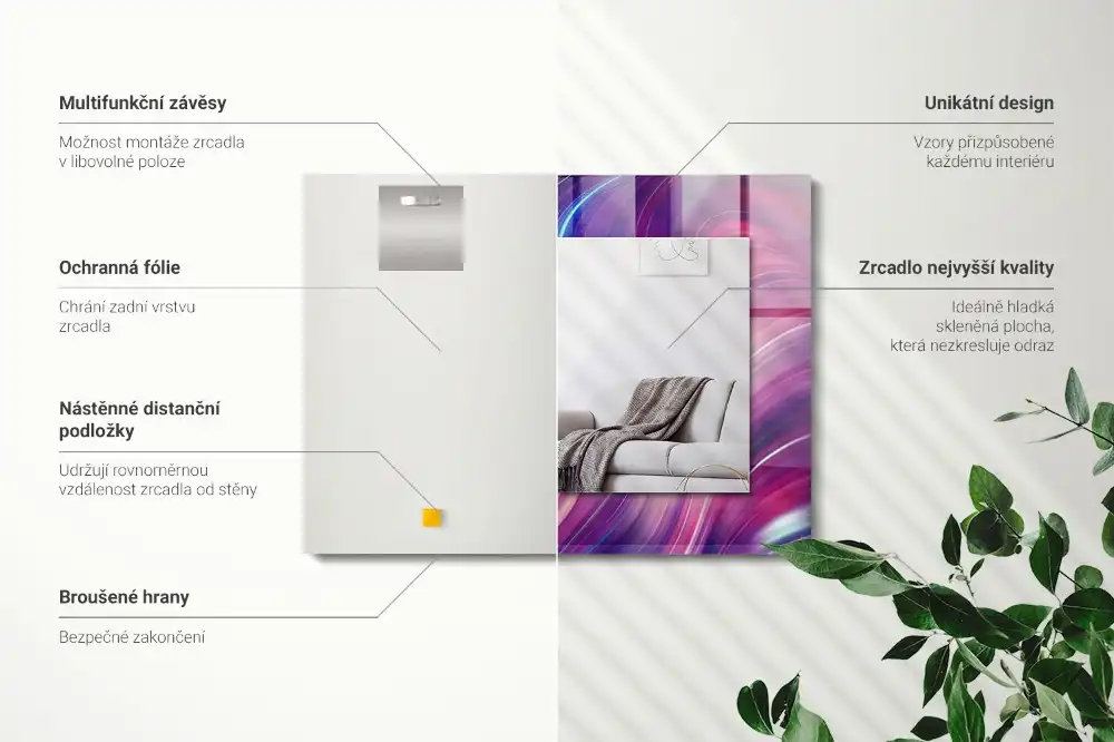 Obdĺžnikové ozdobné zrkadlo Abstraktné farebné vlny