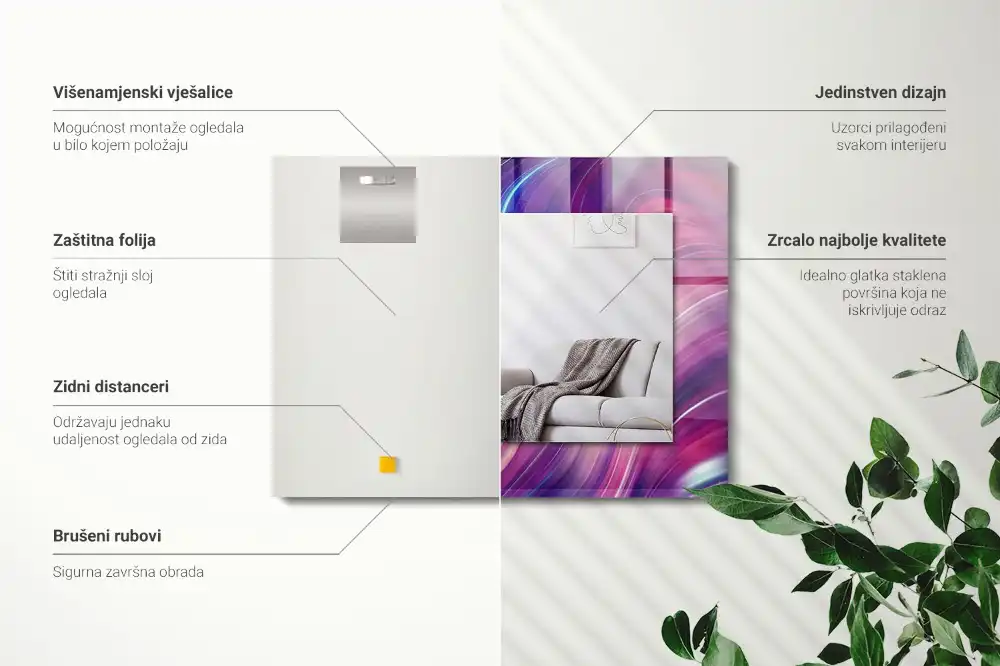 Obdĺžnikové ozdobné zrkadlo Abstraktné farebné vlny