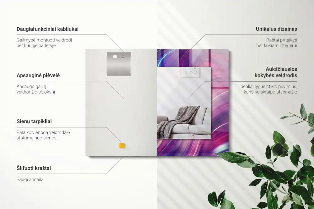 Obdĺžnikové ozdobné zrkadlo Abstraktné farebné vlny