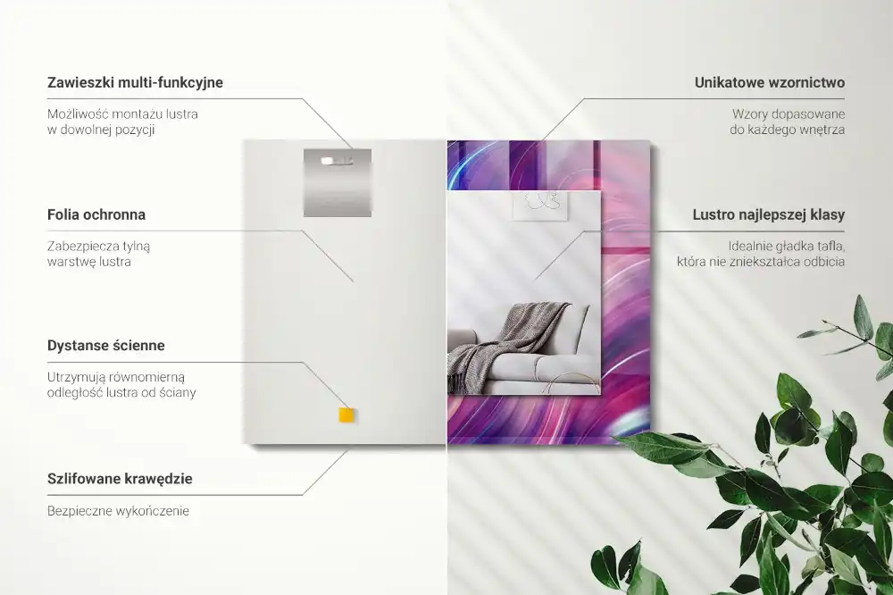 Obdĺžnikové ozdobné zrkadlo Abstraktné farebné vlny