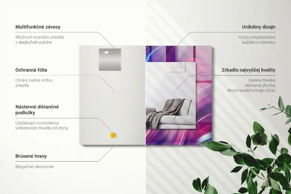 Obdĺžnikové ozdobné zrkadlo Abstraktné farebné vlny