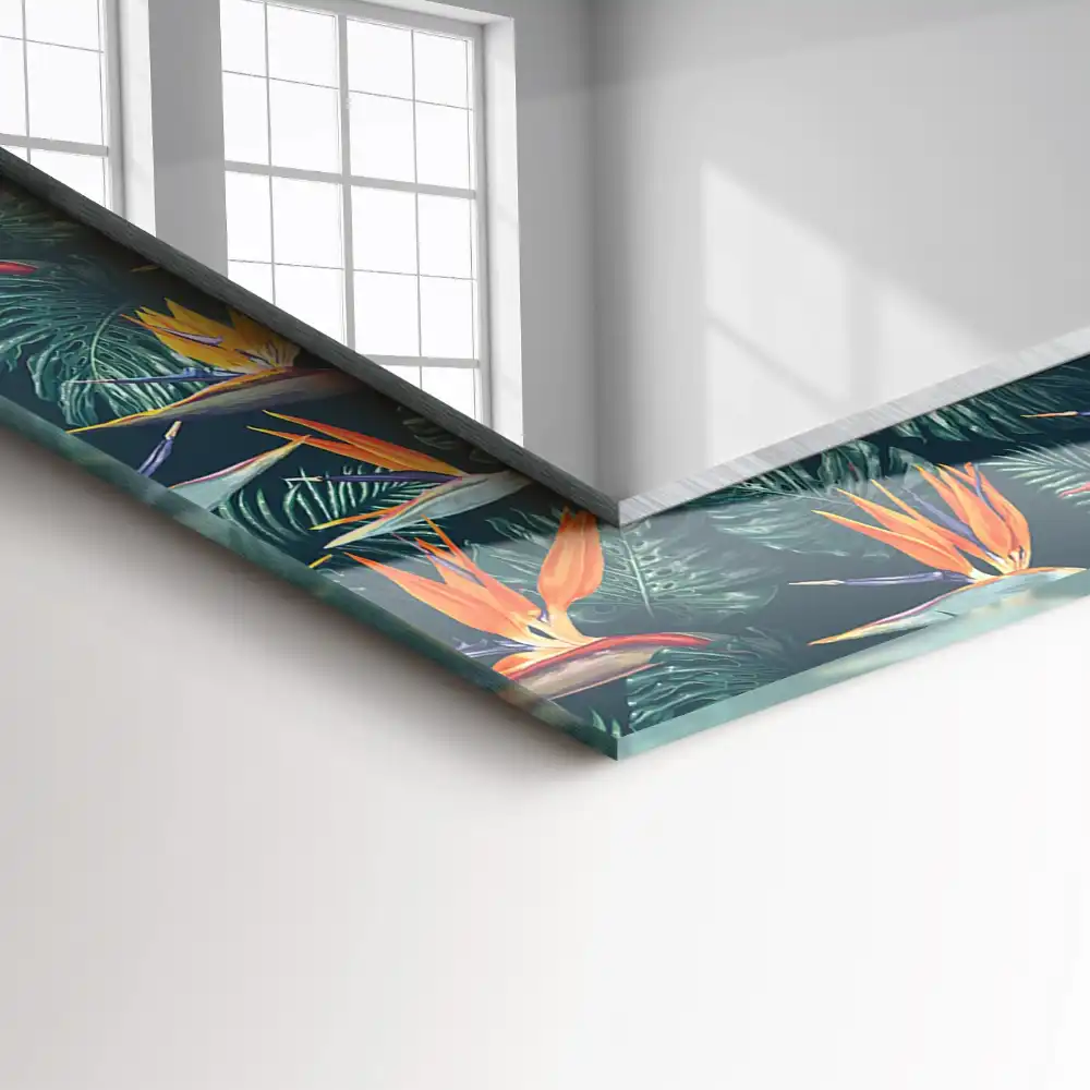 Obdĺžnikové dekoračné zrkadlo Kvety a listy