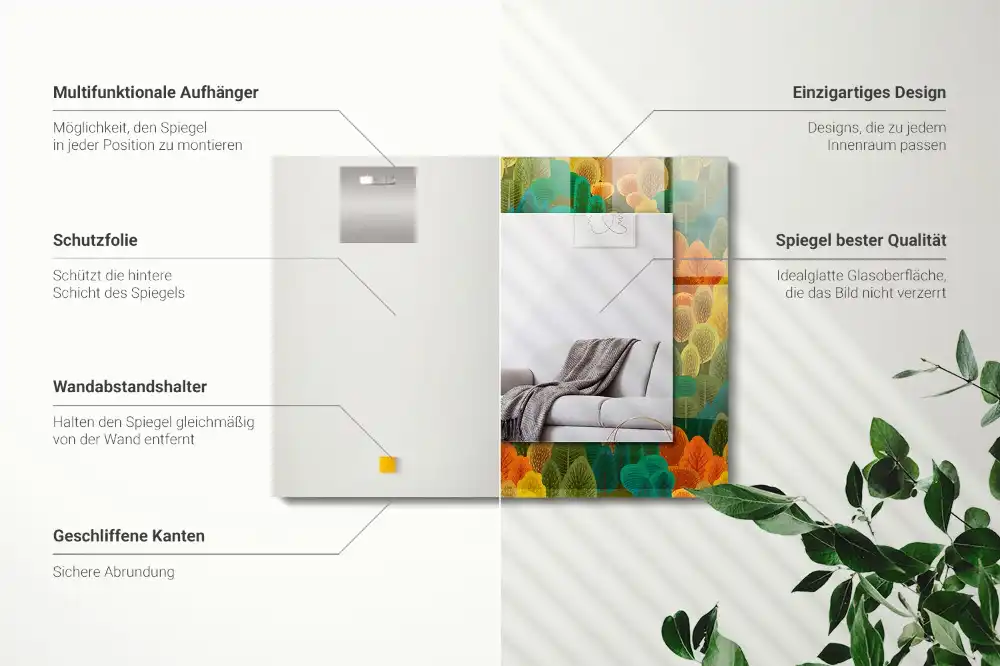 Obdĺžnikové zrkadlo s motívom Jesenné stromy