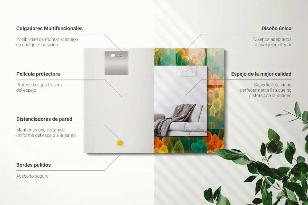 Obdĺžnikové zrkadlo s motívom Jesenné stromy