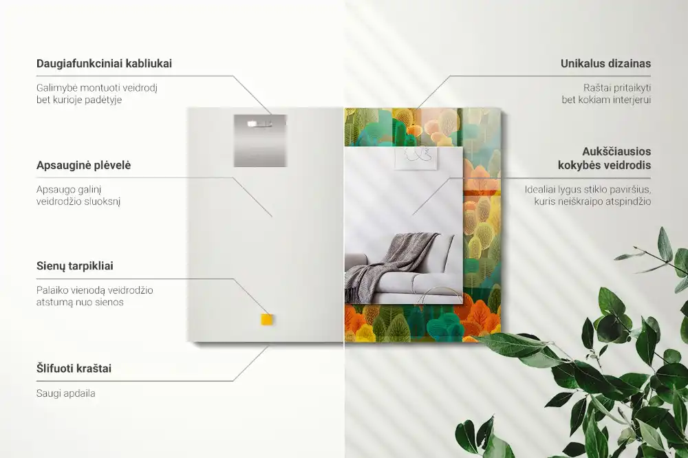 Obdĺžnikové zrkadlo s motívom Jesenné stromy