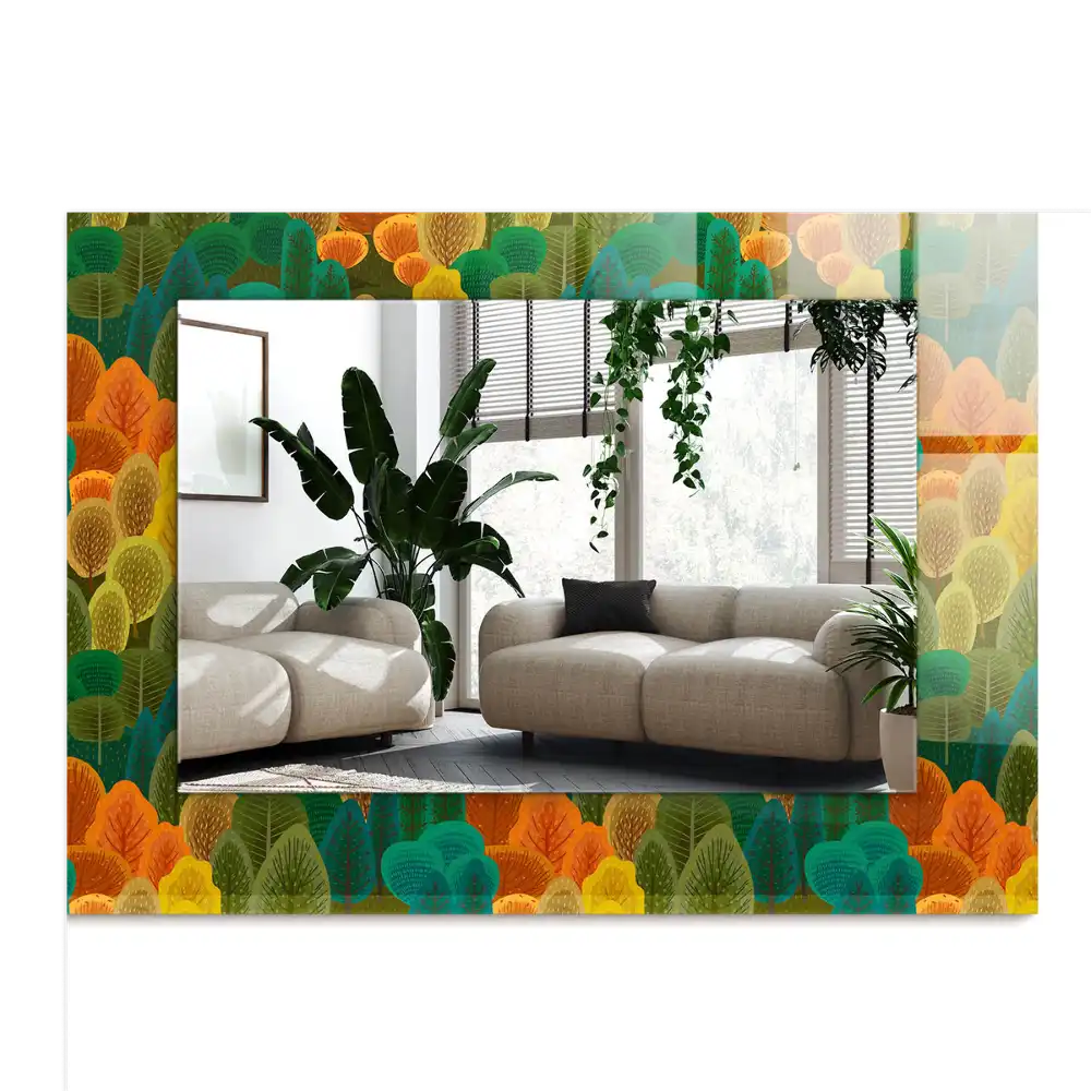 Obdĺžnikové zrkadlo s motívom Jesenné stromy