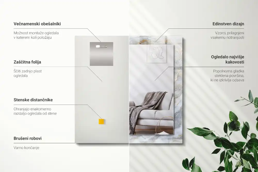 Obdĺžnikové ozdobné zrkadlo Mramorový vzor textúry