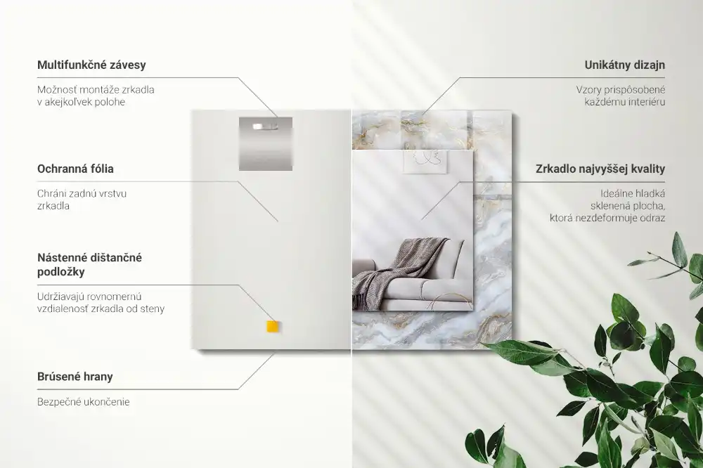 Obdĺžnikové ozdobné zrkadlo Mramorový vzor textúry