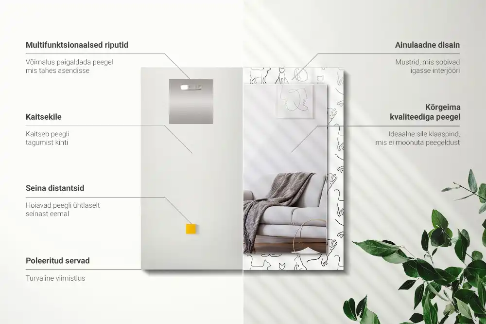 Obdĺžnikové zrkadlo s motívom Obrysy mačiek