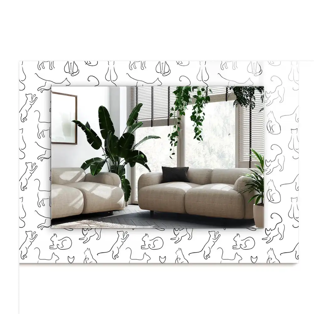 Obdĺžnikové zrkadlo s motívom Obrysy mačiek