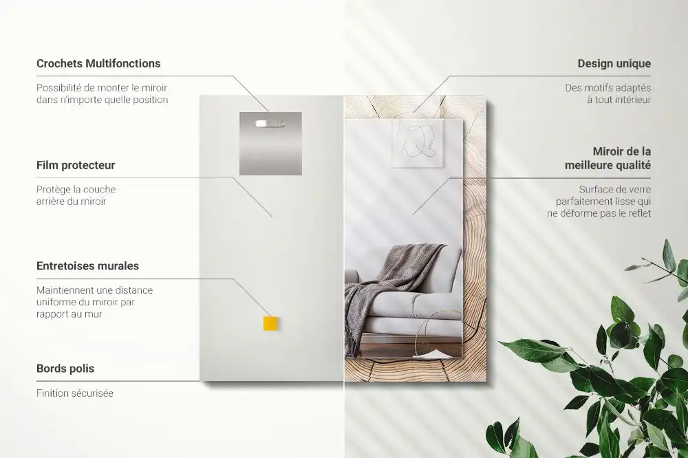 Obdĺžnikové ozdobné zrkadlo Priečny rez kmeňa stromu