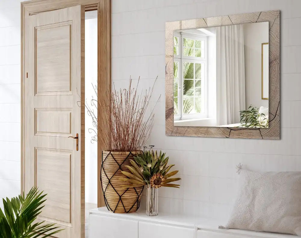 Obdĺžnikové ozdobné zrkadlo Priečny rez kmeňa stromu