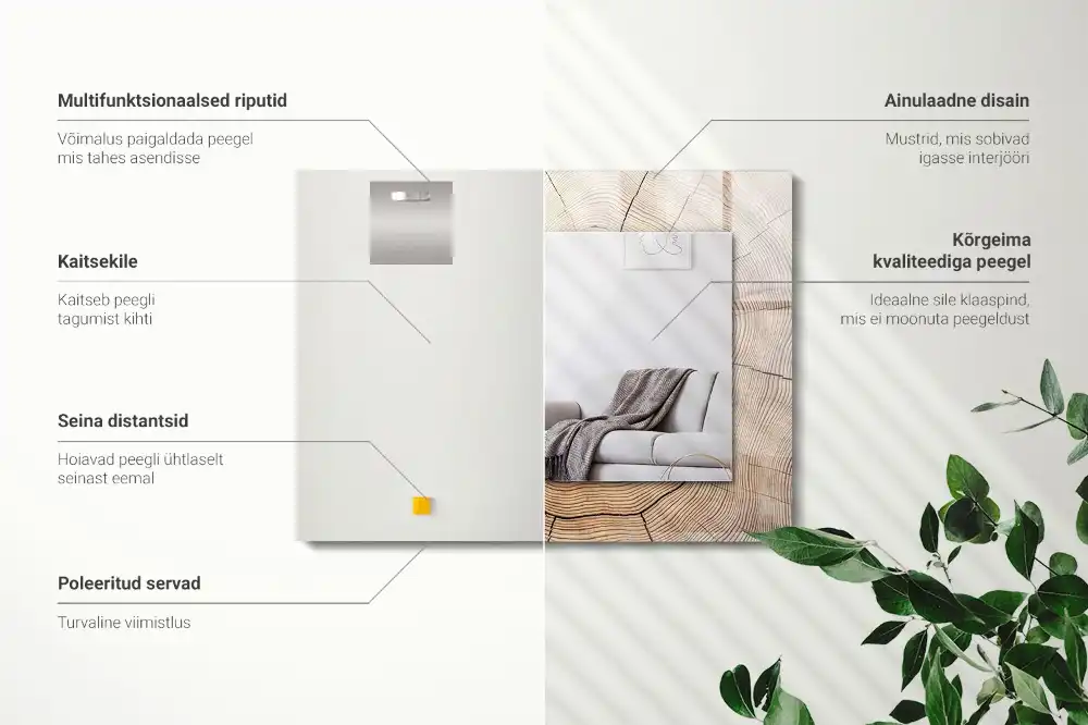 Obdĺžnikové ozdobné zrkadlo Priečny rez kmeňa stromu