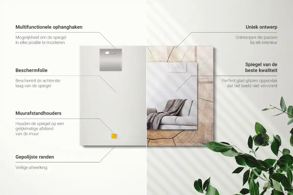 Obdĺžnikové ozdobné zrkadlo Priečny rez kmeňa stromu