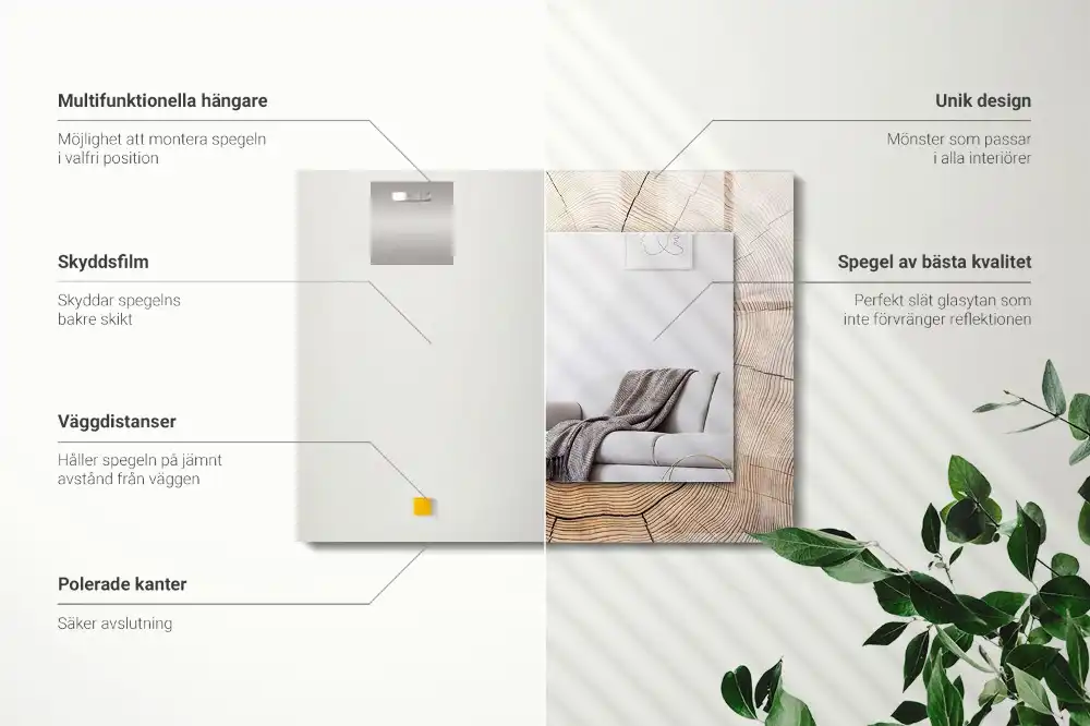 Obdĺžnikové ozdobné zrkadlo Priečny rez kmeňa stromu