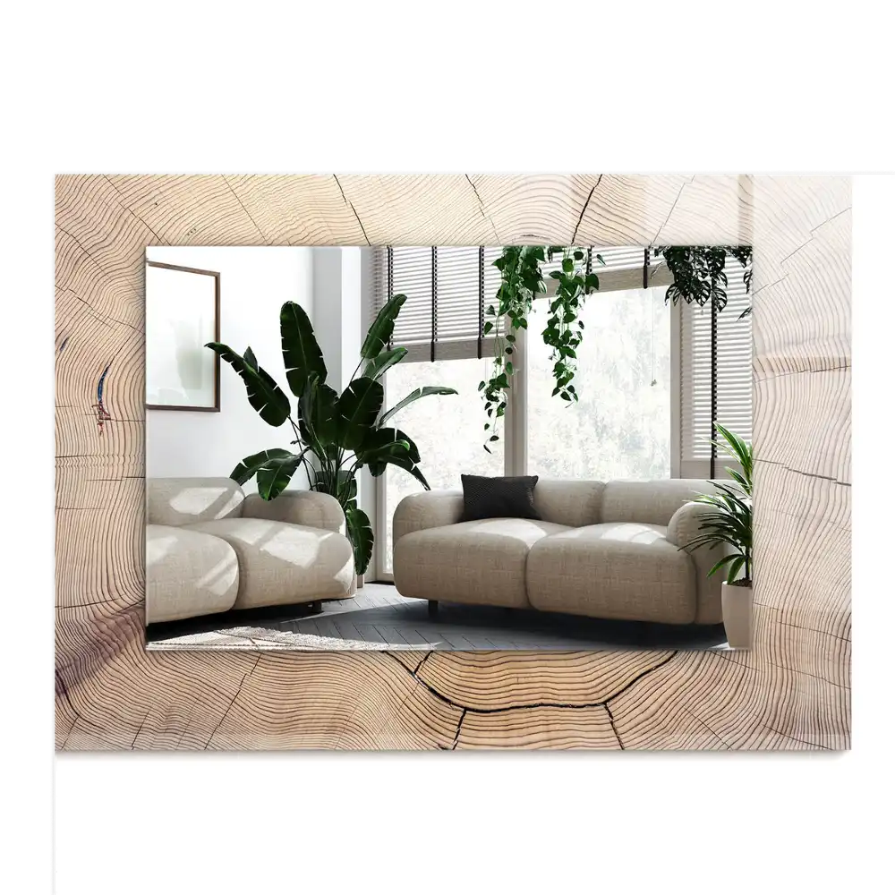 Obdĺžnikové ozdobné zrkadlo Priečny rez kmeňa stromu