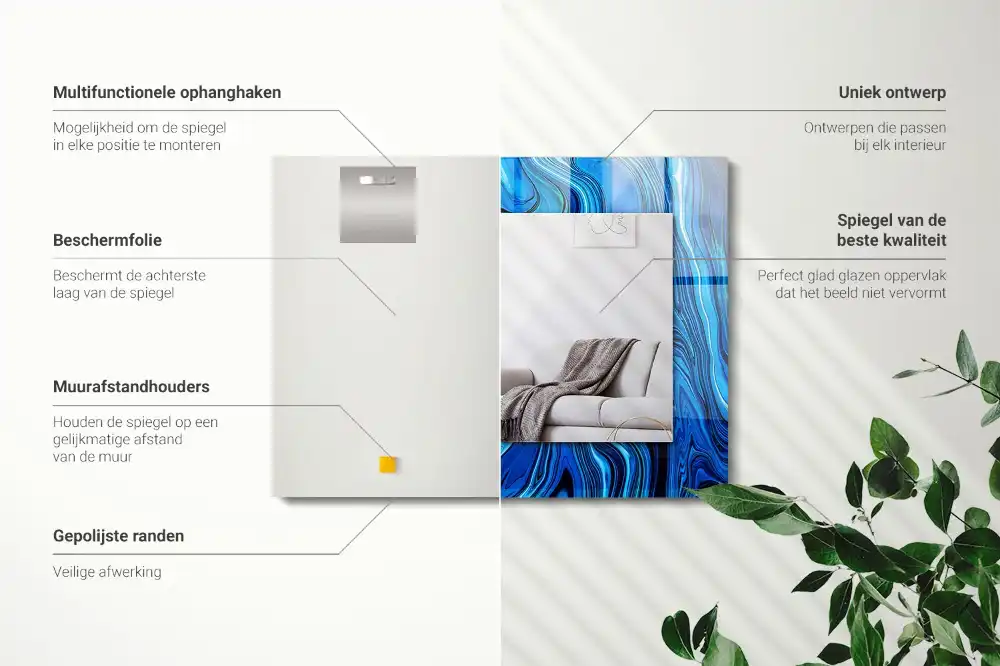 Obdĺžnikové dekoračné zrkadlo Abstraktný modrý vzor