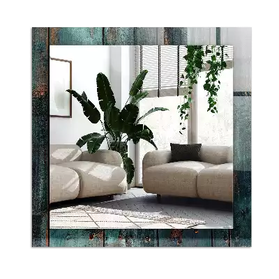 Obdĺžnikové zrkadlo s motívom Drevené zelené dosky