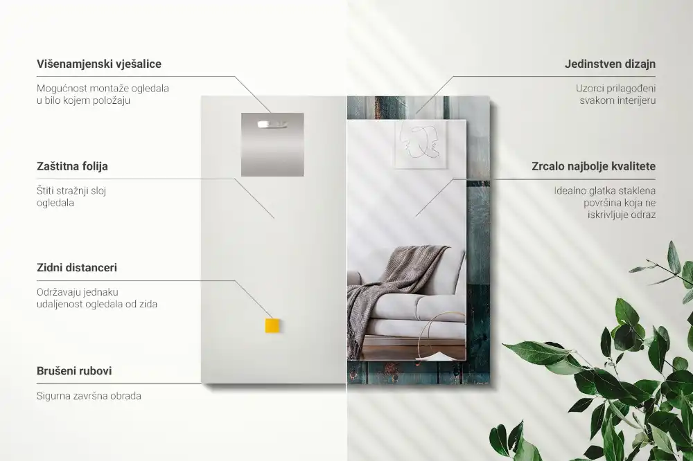 Obdĺžnikové zrkadlo s motívom Drevené zelené dosky