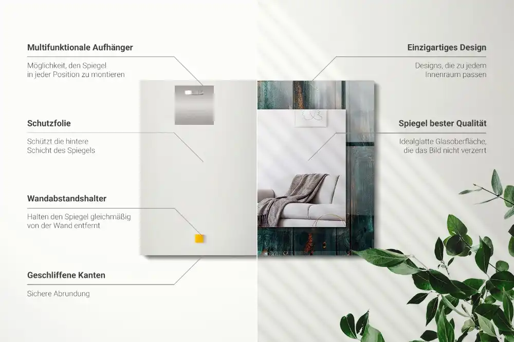 Obdĺžnikové zrkadlo s motívom Drevené zelené dosky