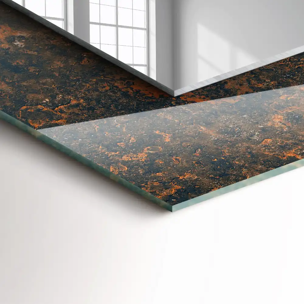 Obdĺžnikové ozdobné zrkadlo Hrdzavý kov