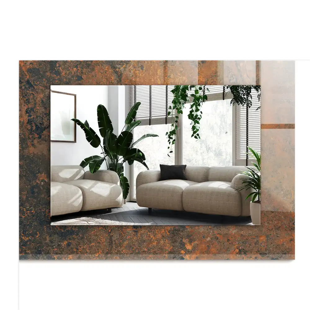 Obdĺžnikové ozdobné zrkadlo Hrdzavý kov