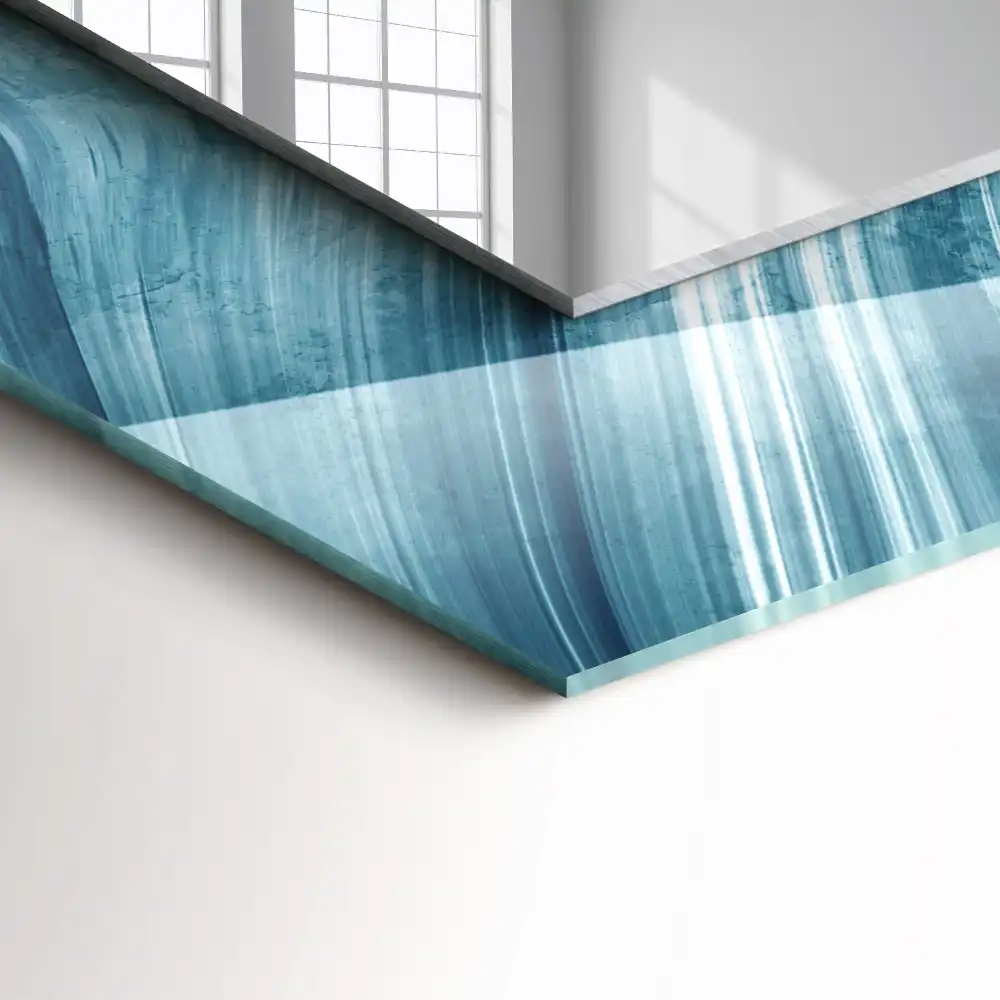 Obdĺžnikové dekoračné zrkadlo Abstraktné modré čiary