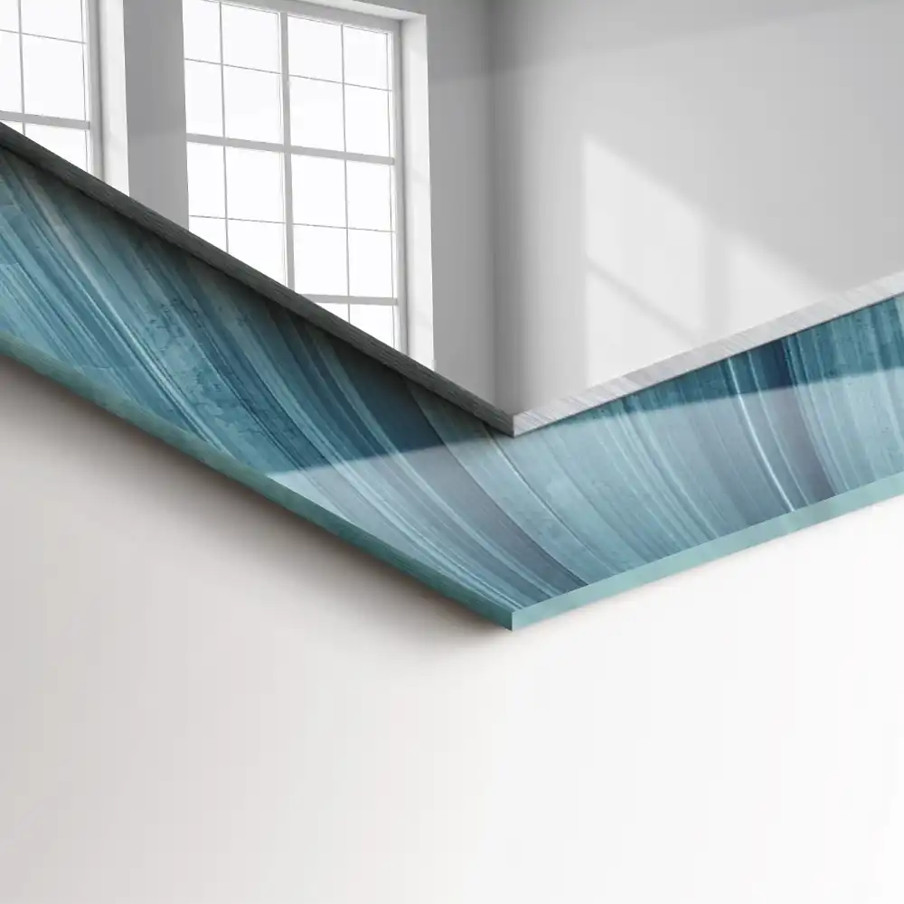 Obdĺžnikové dekoračné zrkadlo Abstraktné modré čiary