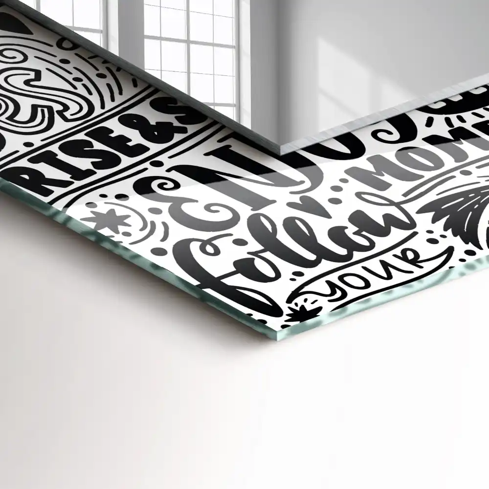 Obdĺžnikové zrkadlo s motívom Motivačné ručné písmo