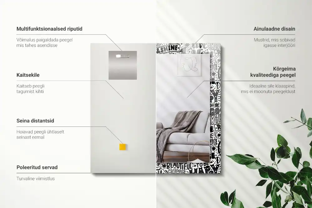 Obdĺžnikové zrkadlo s motívom Motivačné ručné písmo