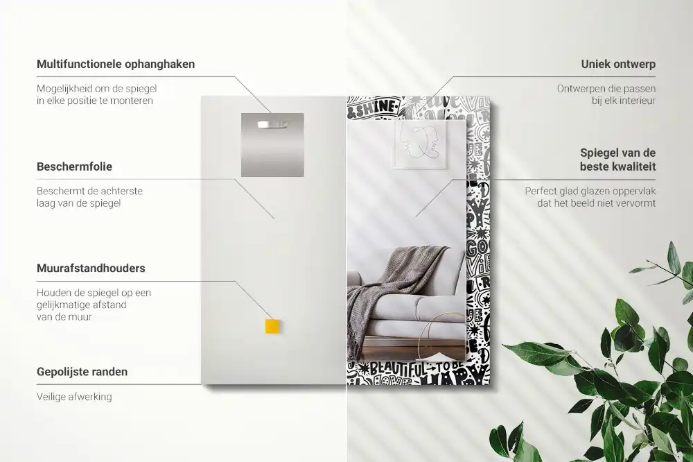 Obdĺžnikové zrkadlo s motívom Motivačné ručné písmo