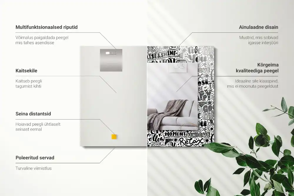 Obdĺžnikové zrkadlo s motívom Motivačné ručné písmo