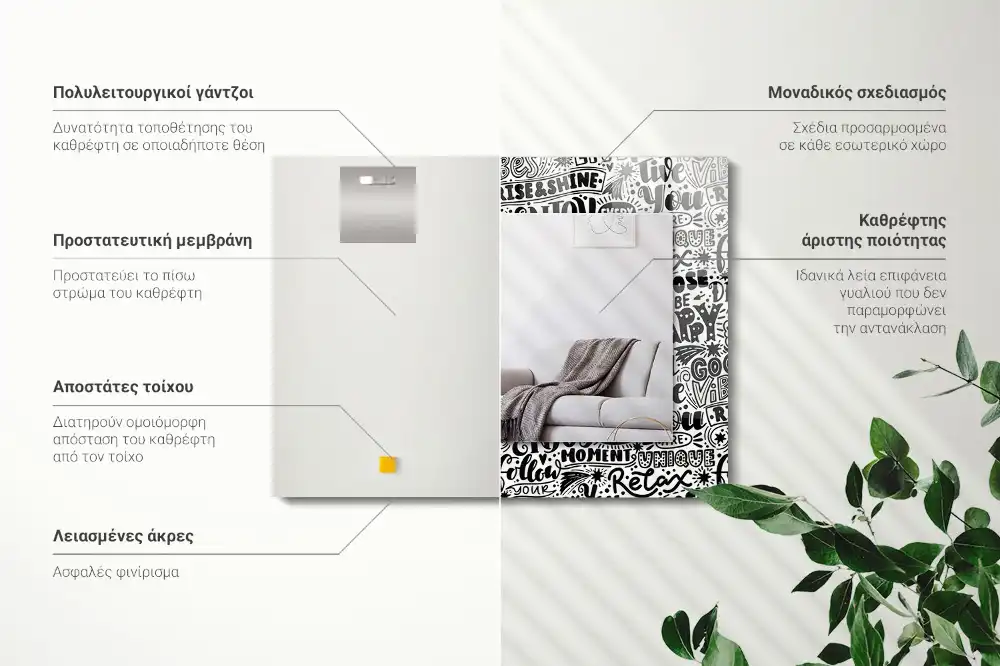 Obdĺžnikové zrkadlo s motívom Motivačné ručné písmo