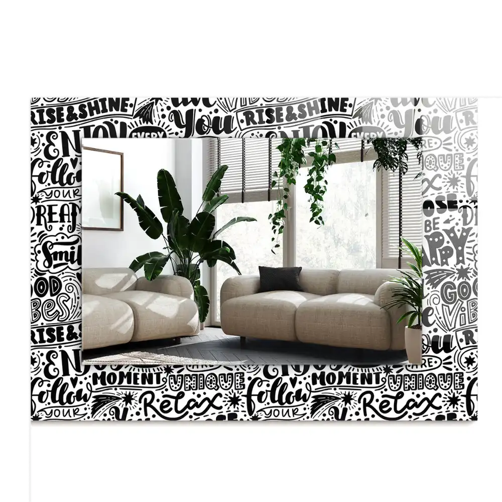 Obdĺžnikové zrkadlo s motívom Motivačné ručné písmo