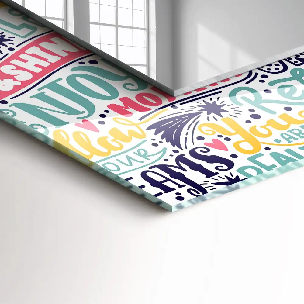 Obdĺžnikové ozdobné zrkadlo Farebné motivačné nápisy