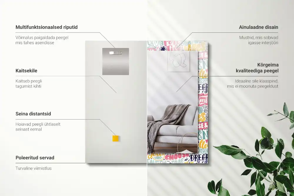 Obdĺžnikové ozdobné zrkadlo Farebné motivačné nápisy